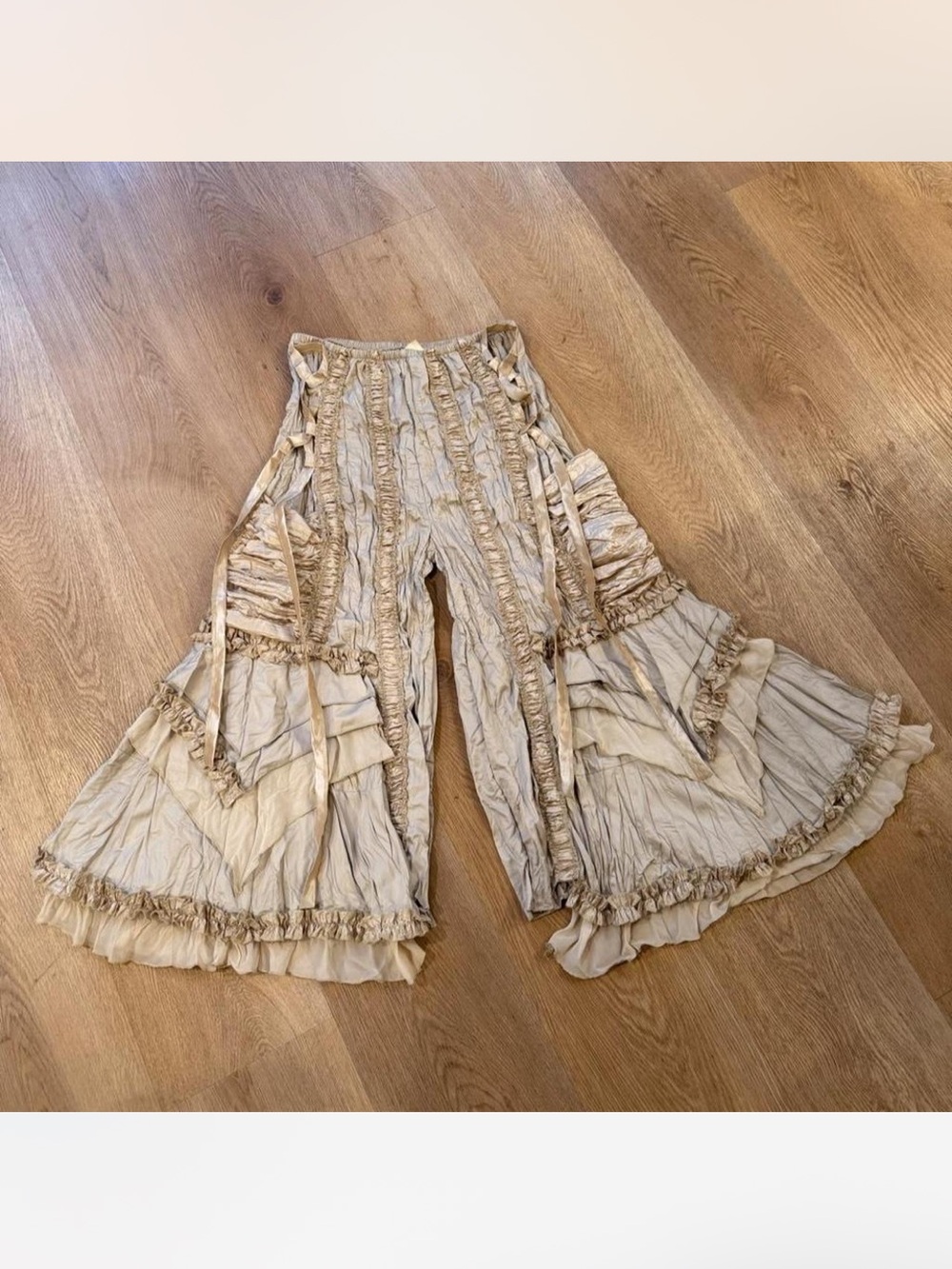 Aquarius by Irma Beige Ruffle Pirate Pants